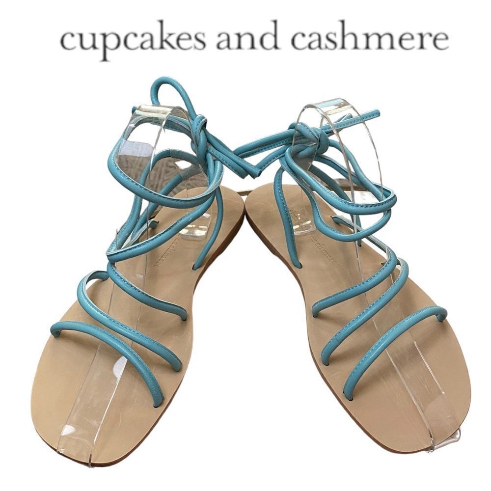 CUPCAKES & CASHMERE Florens Baby Blue Leather Wrap Sandals NEW 6.5